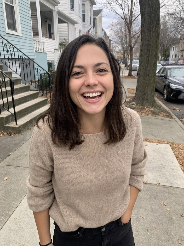 Woman laughing joyfully
