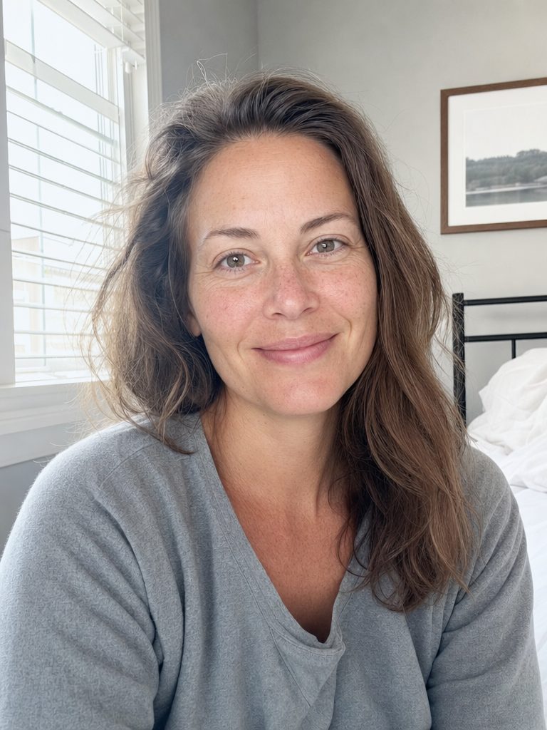 Woman waking up feeling refreshed